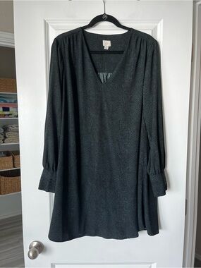 a new day Long Sleeve V-Neck Dark Charcoal Dress
